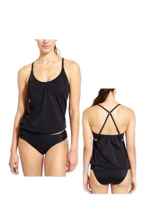 Athleta Other - NEW [Athleta] Blousy Racerback Tankini Swim Swimsuit Top Black Women’s 34B/C